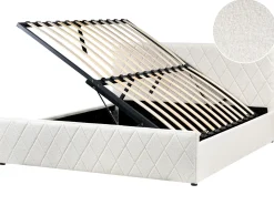 Seng med opbevaring ROCHEFORT Boucle Cremehvid 180 x 200 cm