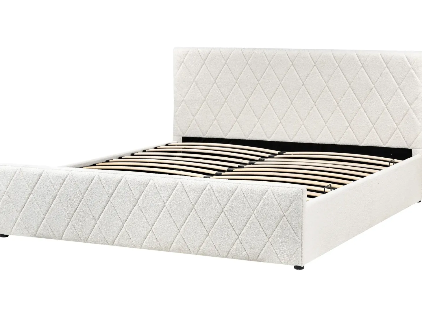 Seng med opbevaring ROCHEFORT Boucle Cremehvid 180 x 200 cm