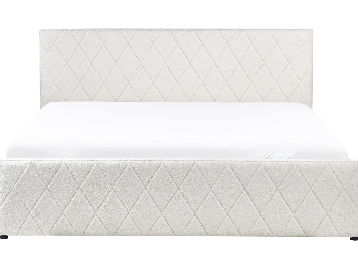Seng med opbevaring ROCHEFORT Boucle Cremehvid 180 x 200 cm
