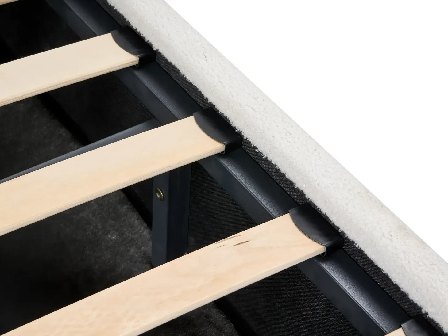 Seng med opbevaring ROCHEFORT Boucle Cremehvid 180 x 200 cm