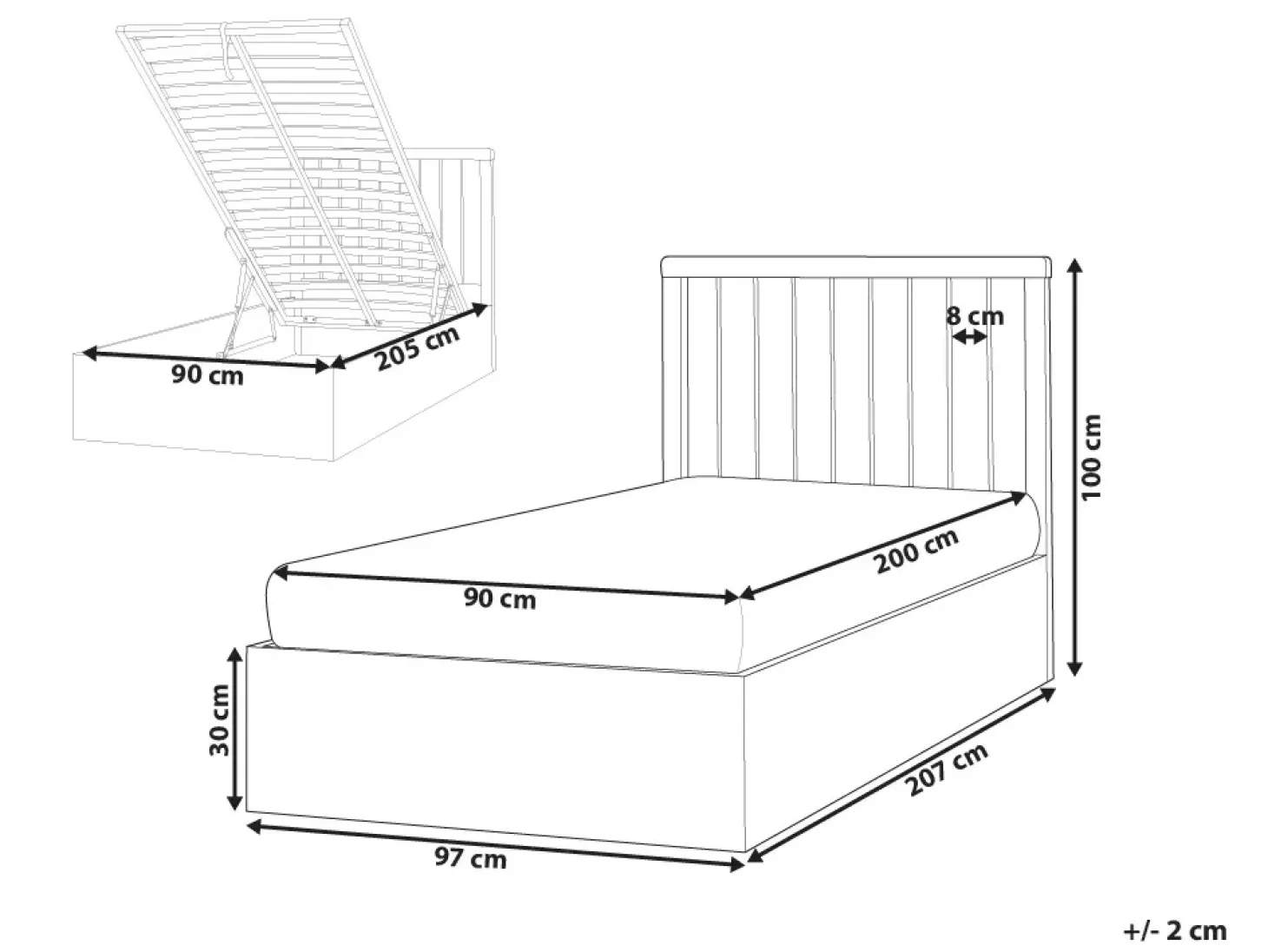 Seng med opbevaring ROUVILLERS Hvid 90 x 200 cm