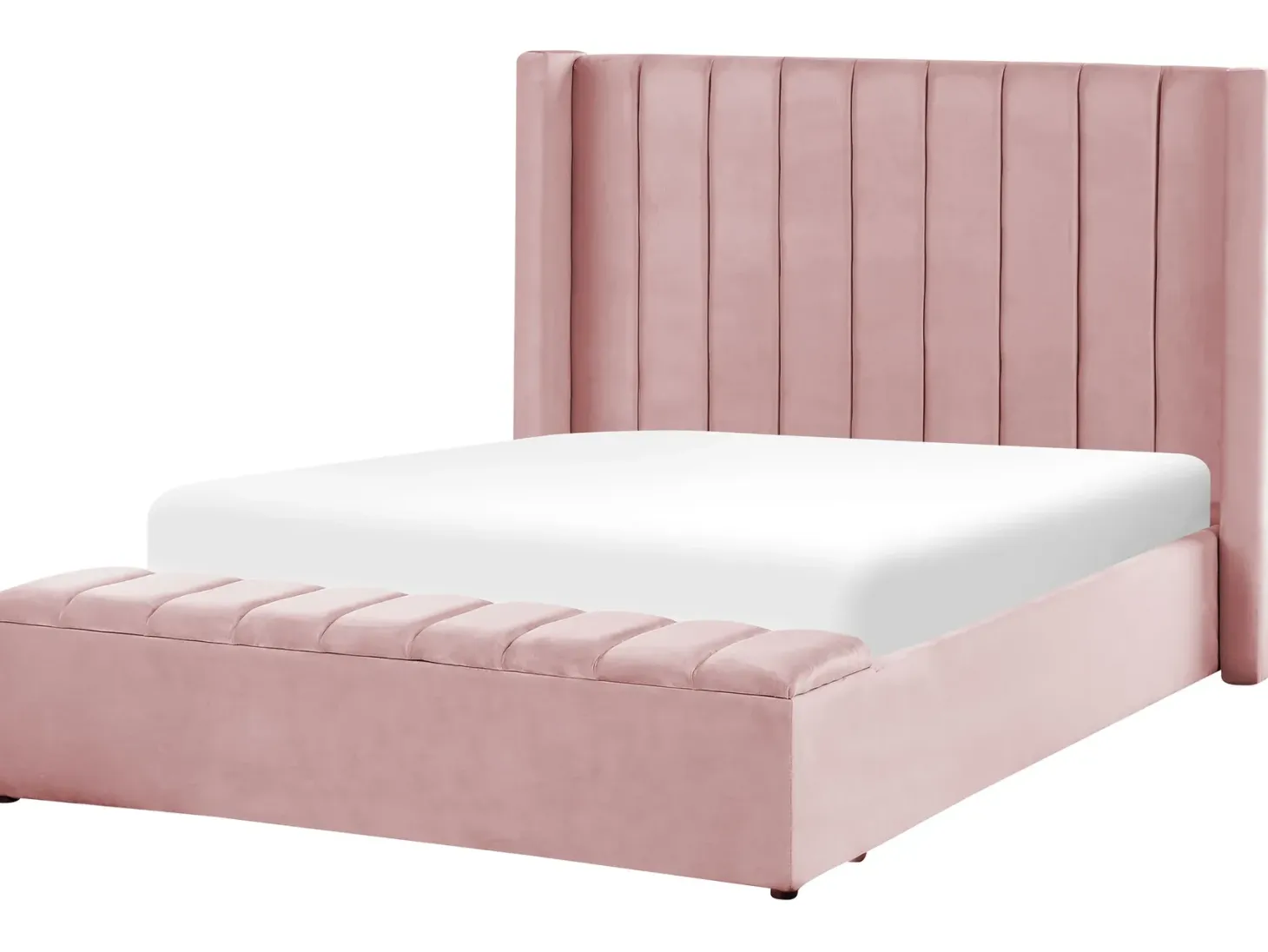 Seng med opbevaringsbænk NOYERS Velour Lyserød 140 x 200 cm