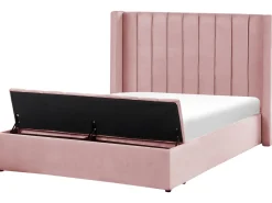 Seng med opbevaringsbænk NOYERS Velour Lyserød 140 x 200 cm
