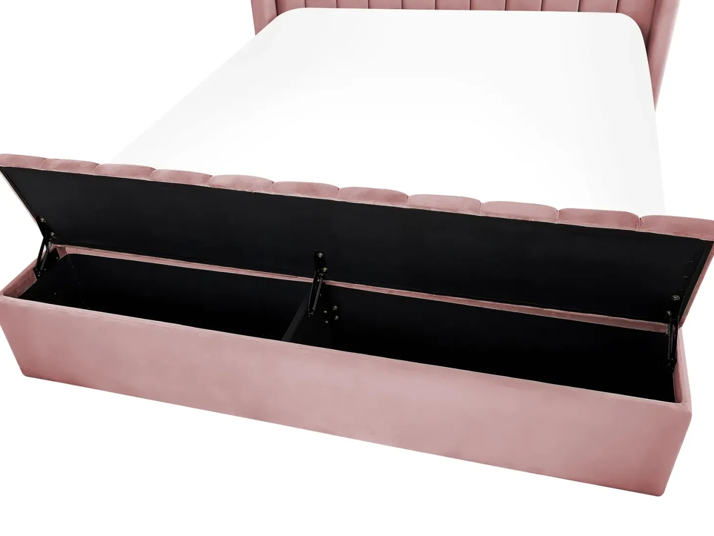 Seng med opbevaringsbænk NOYERS Velour Lyserød 140 x 200 cm