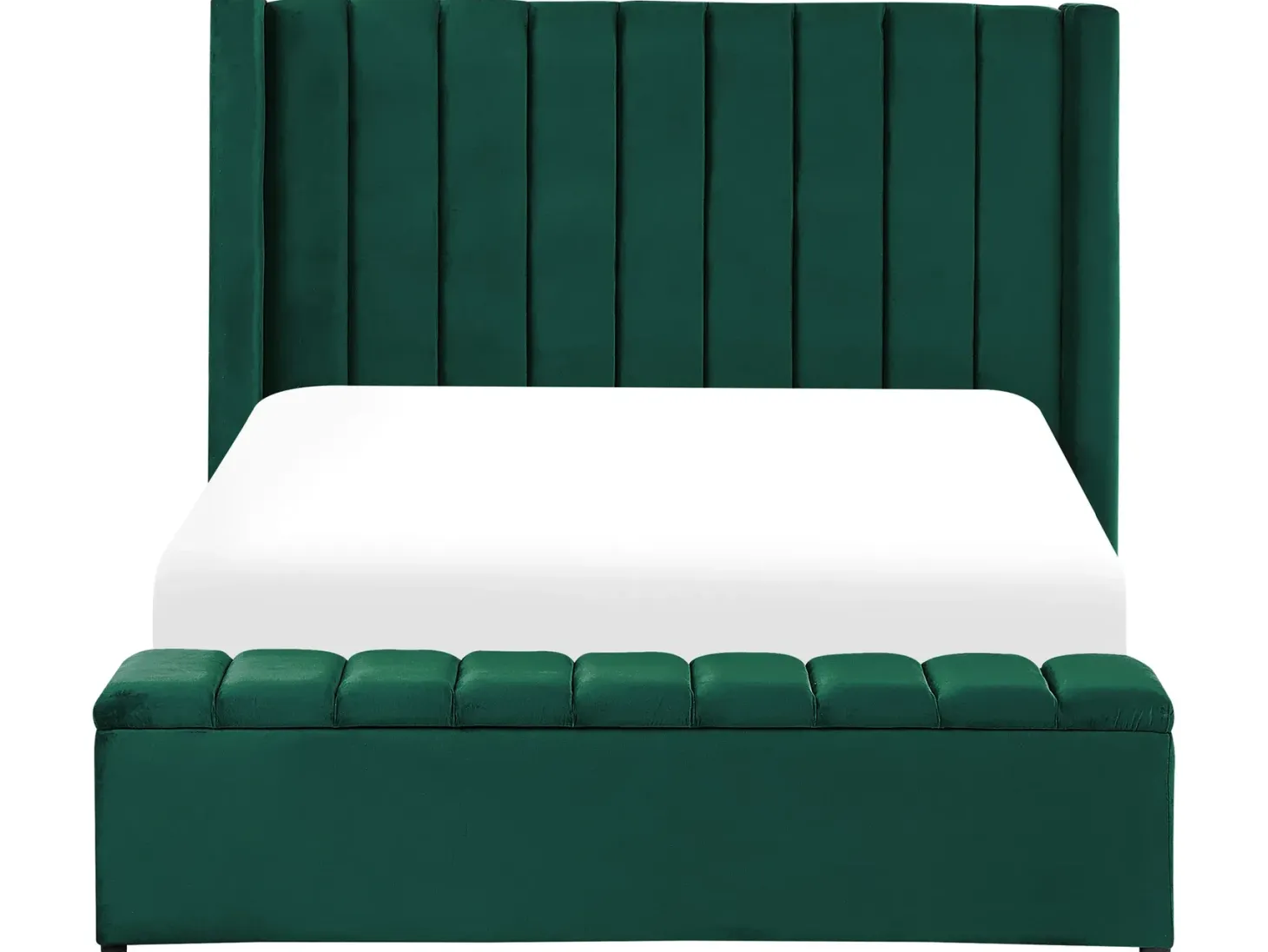 Seng med opbevaringsbænk NOYERS Velour Smaragdgrøn 140 x 200 cm