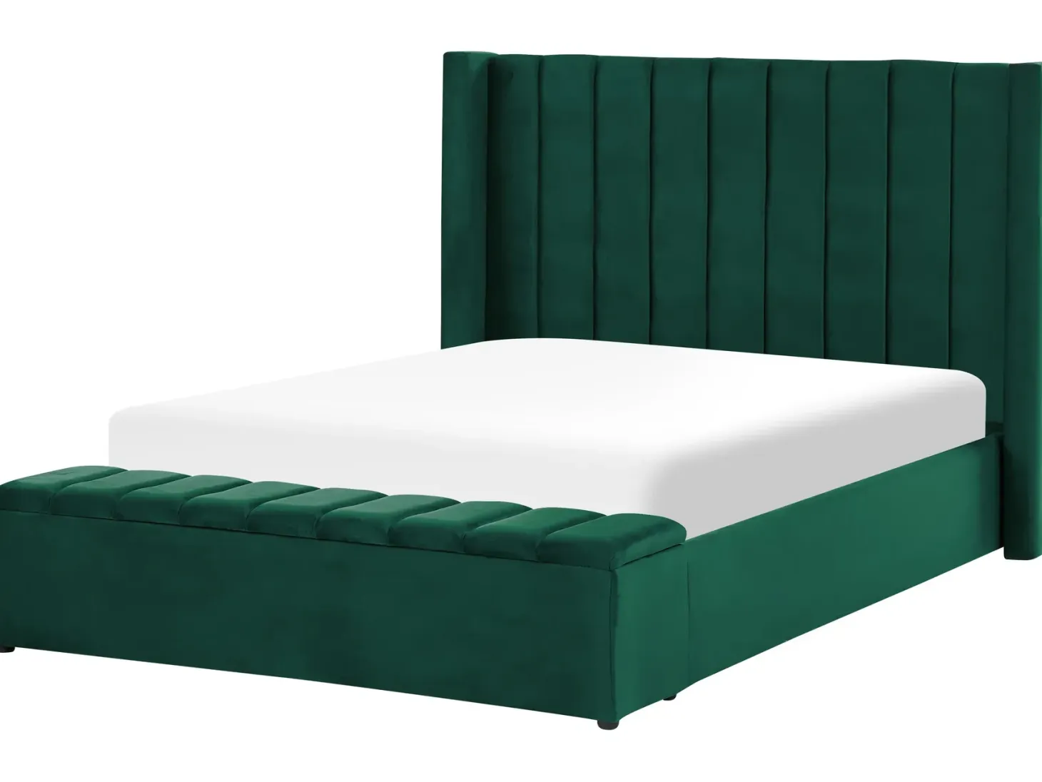 Seng med opbevaringsbænk NOYERS Velour Smaragdgrøn 140 x 200 cm