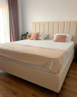Seng med opbevaring SEZANNE Boucle Cremehvid 180 x 200 cm