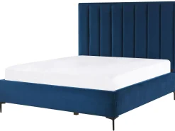 Seng med opbevaring SEZANNE Velour Navy Blå 140 x 200 cm