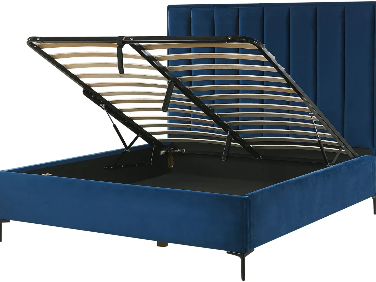 Seng med opbevaring SEZANNE Velour Navy Blå 140 x 200 cm