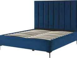 Seng med opbevaring SEZANNE Velour Navy Blå 140 x 200 cm