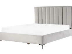 Seng med opbevaring SEZANNE Velour Lysegrå 180 x 200 cm