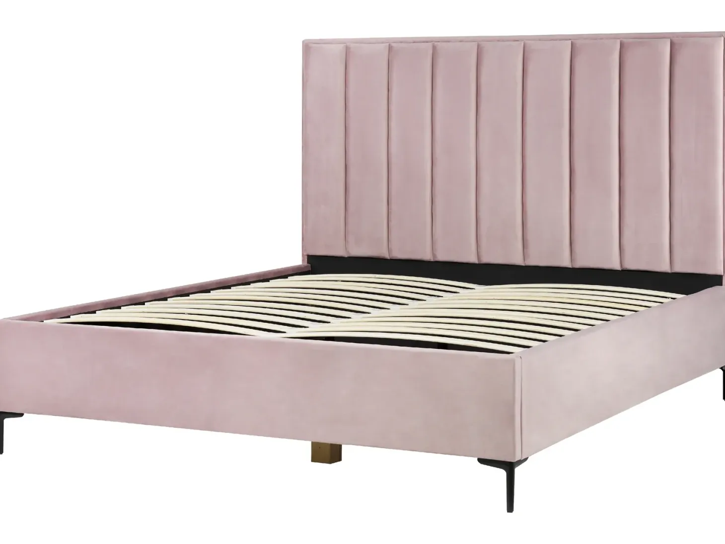 Seng med opbevaring SEZANNE Velour Lyserød 180 x 200 cm