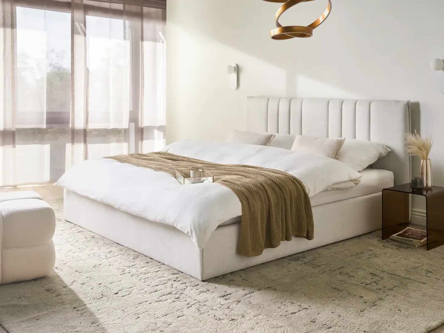 Seng med opbevaring TARASCON Lys Beige 180 x 200 cm
