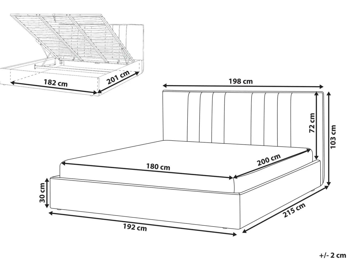 Seng med opbevaring TARASCON Lys Beige 180 x 200 cm
