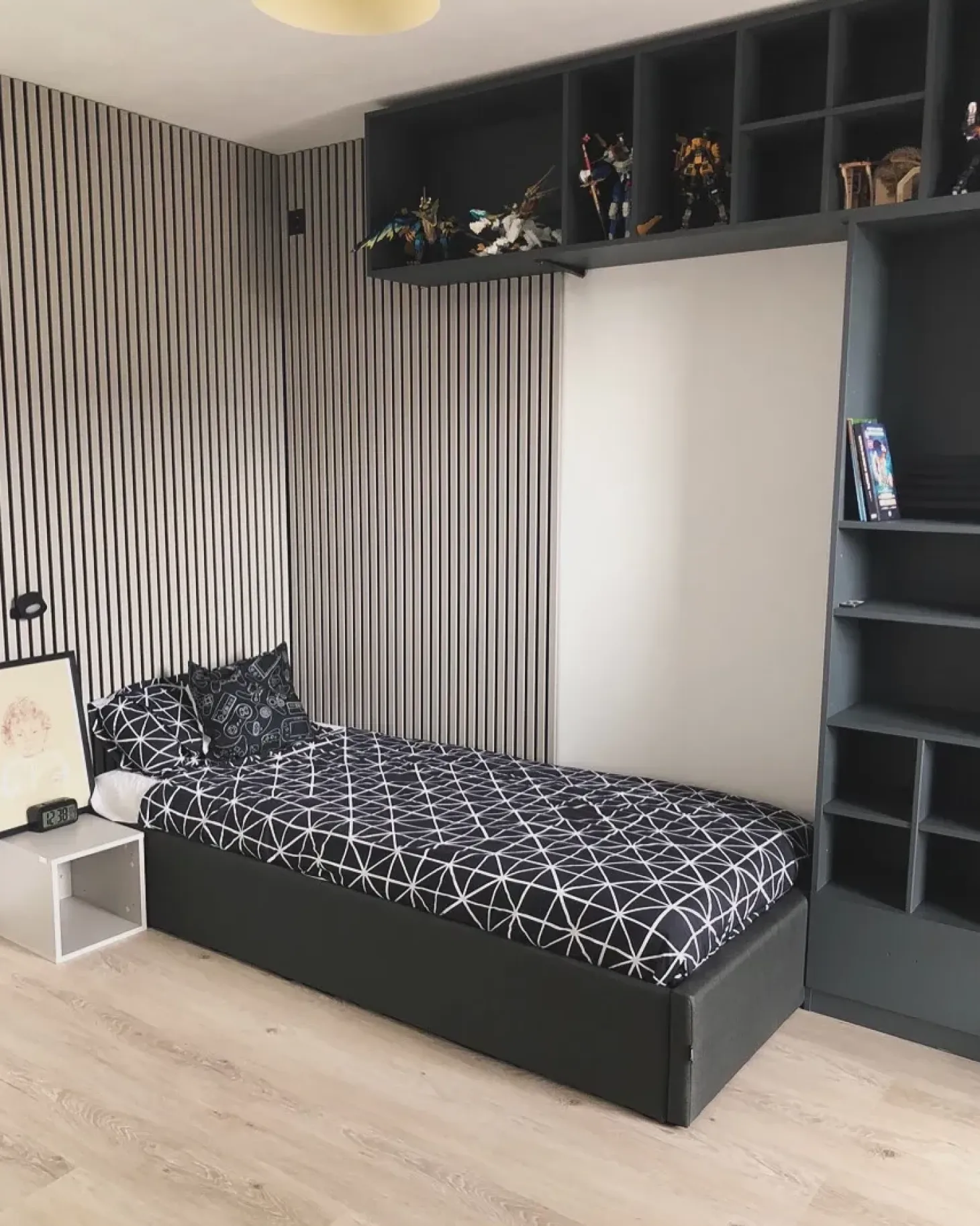 Seng med opbevaring uden gavl DINAN Mørkegrå 90 x 200 cm