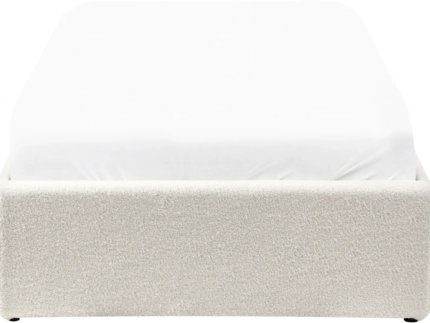 Seng med opbevaring uden gavl Boucle DINAN 90 x 200 cm Cremehvid