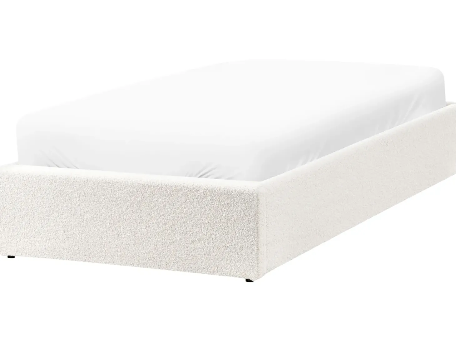 Seng med opbevaring uden gavl Boucle DINAN 90 x 200 cm Cremehvid