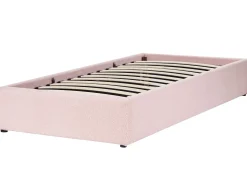 Seng med opbevaring uden gavl DINAN Boucle Pastellrosa 90 x 200 cm