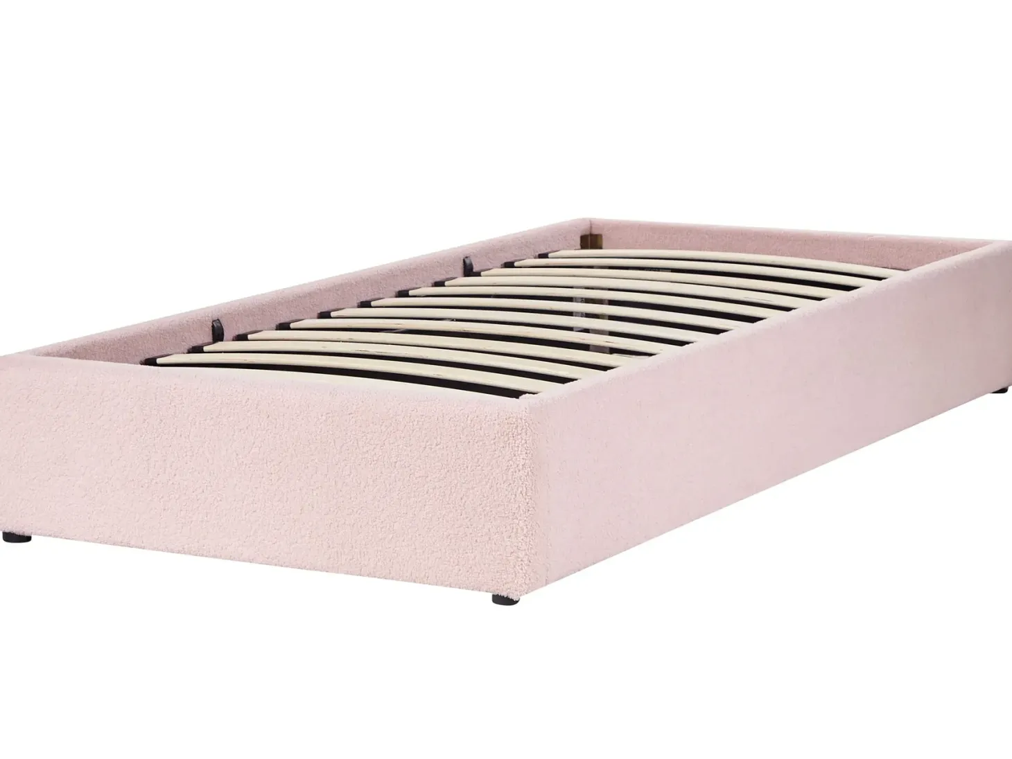 Seng med opbevaring uden gavl DINAN Boucle Pastellrosa 90 x 200 cm