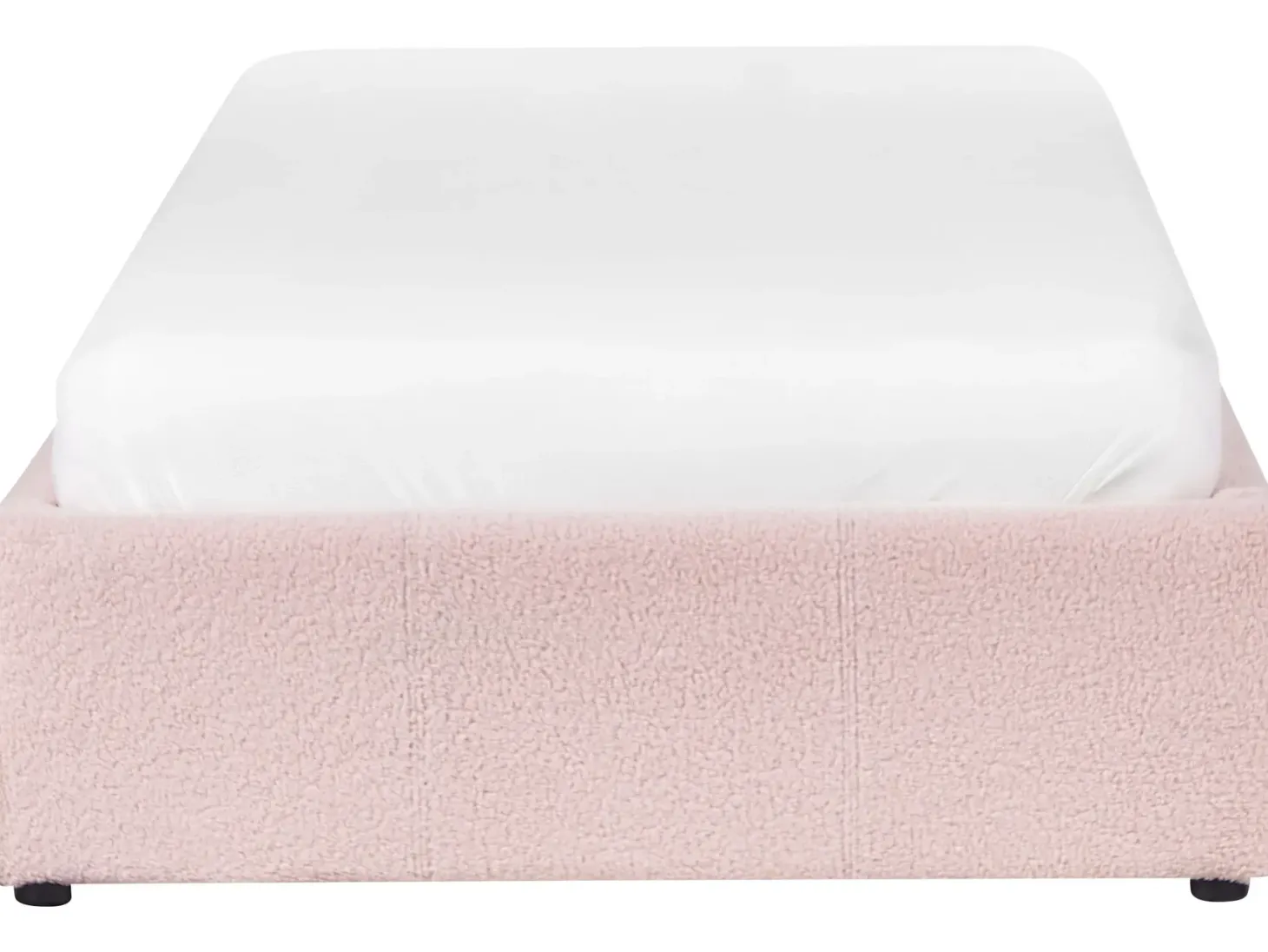 Seng med opbevaring uden gavl DINAN Boucle Pastellrosa 90 x 200 cm