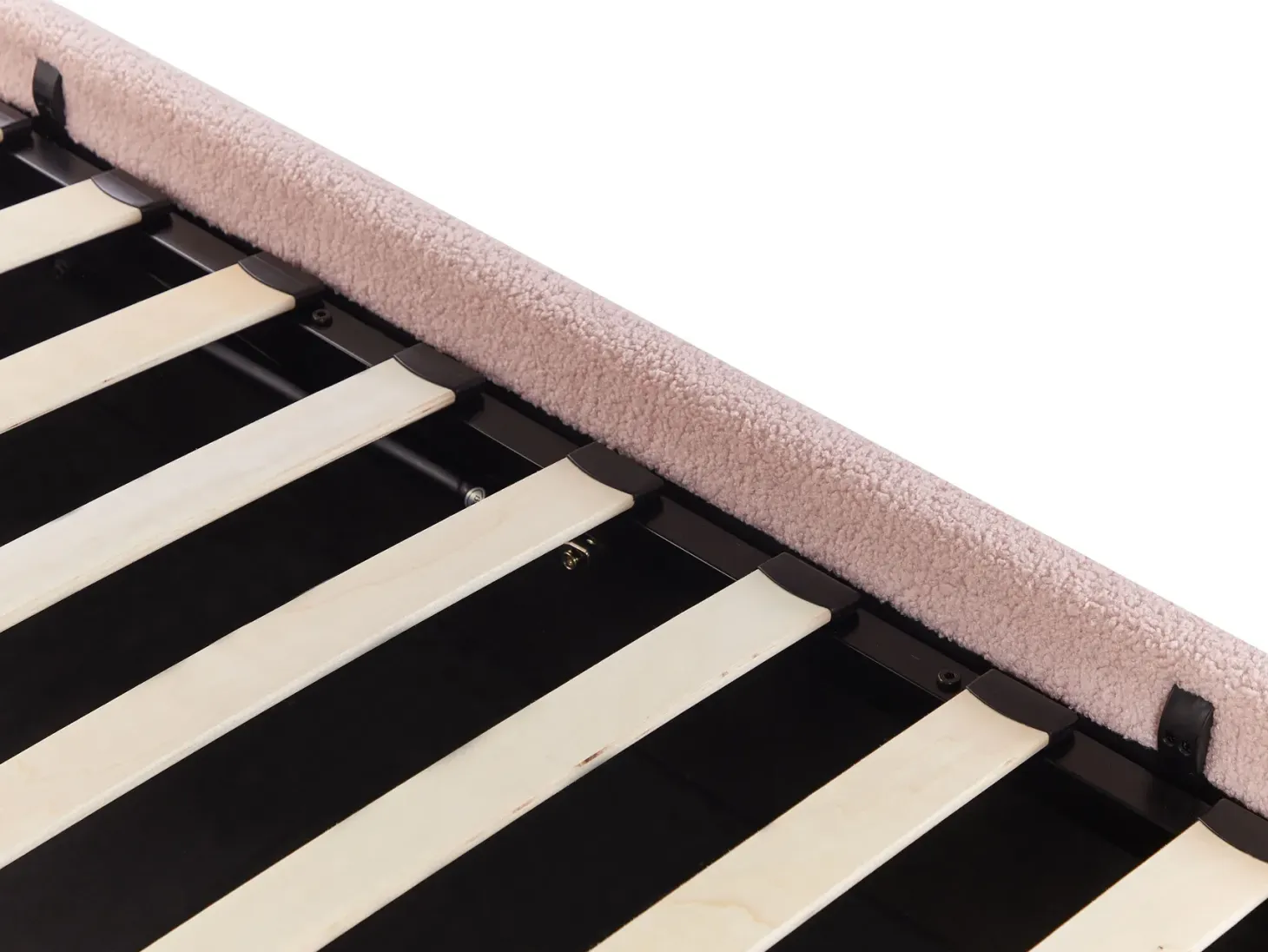 Seng med opbevaring uden gavl DINAN Boucle Pastellrosa 90 x 200 cm
