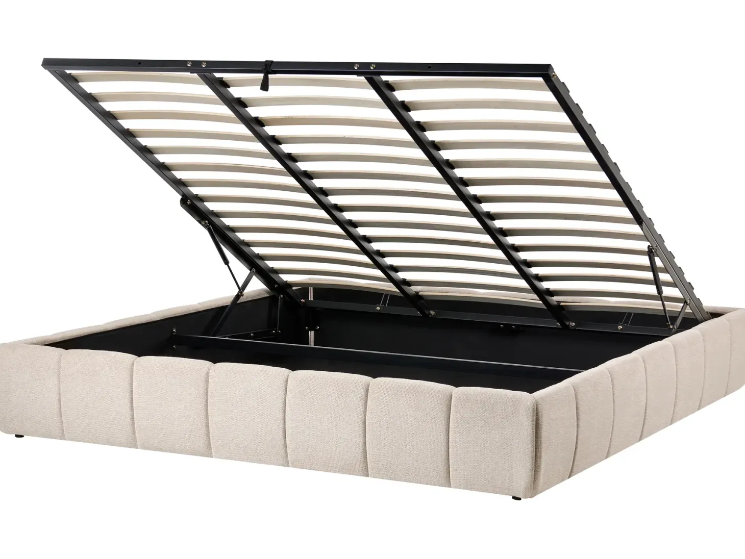 Seng med opbevaring uden gavl GENAS Lys Beige 180 x 200 cm