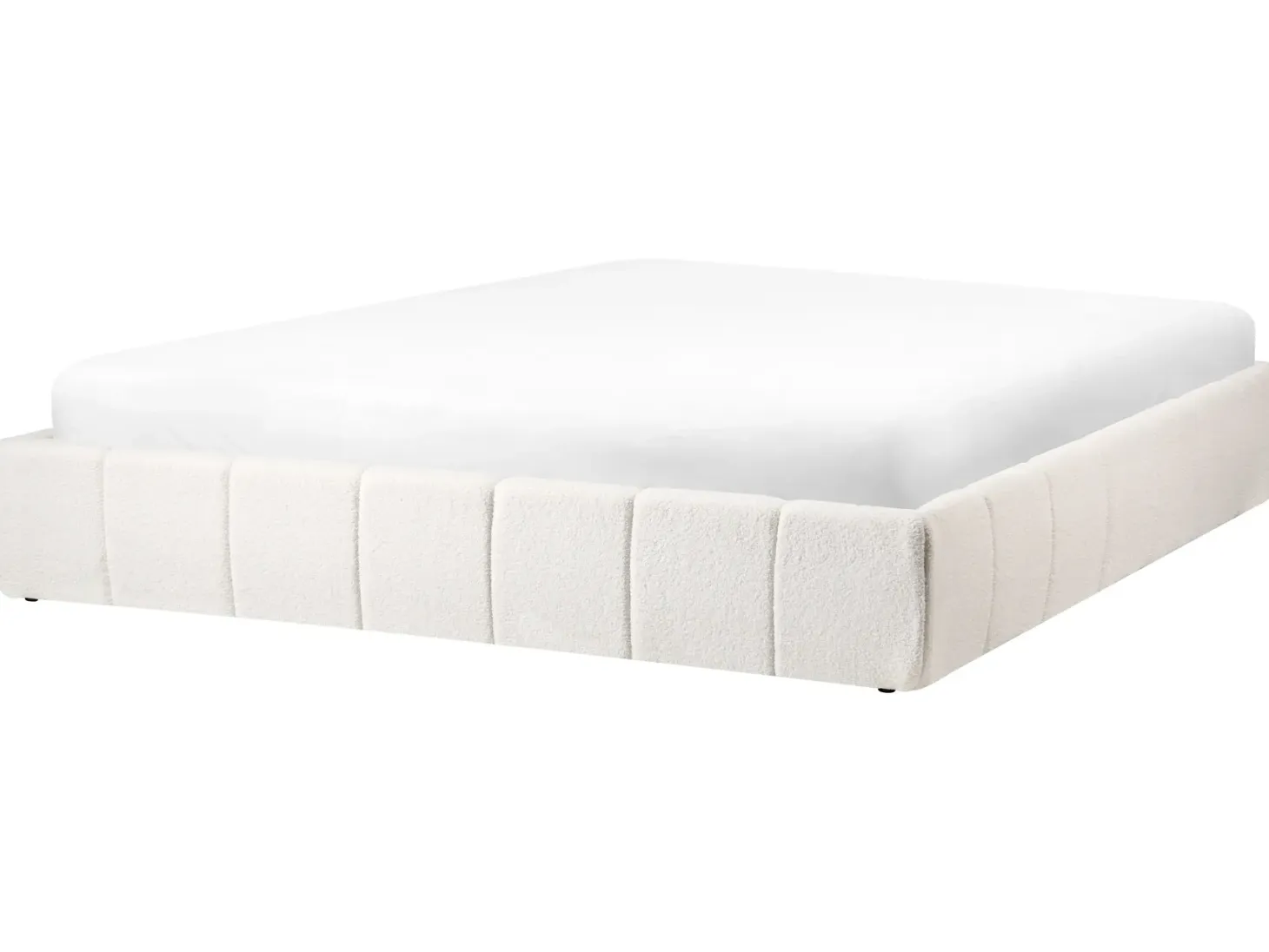 Seng med opbevaring uden gavl GENAS Boucle Cremehvid 180 x 200 cm