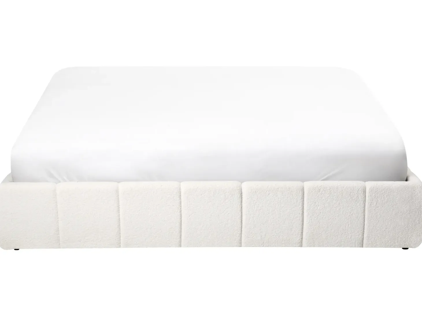 Seng med opbevaring uden gavl GENAS Boucle Cremehvid 180 x 200 cm