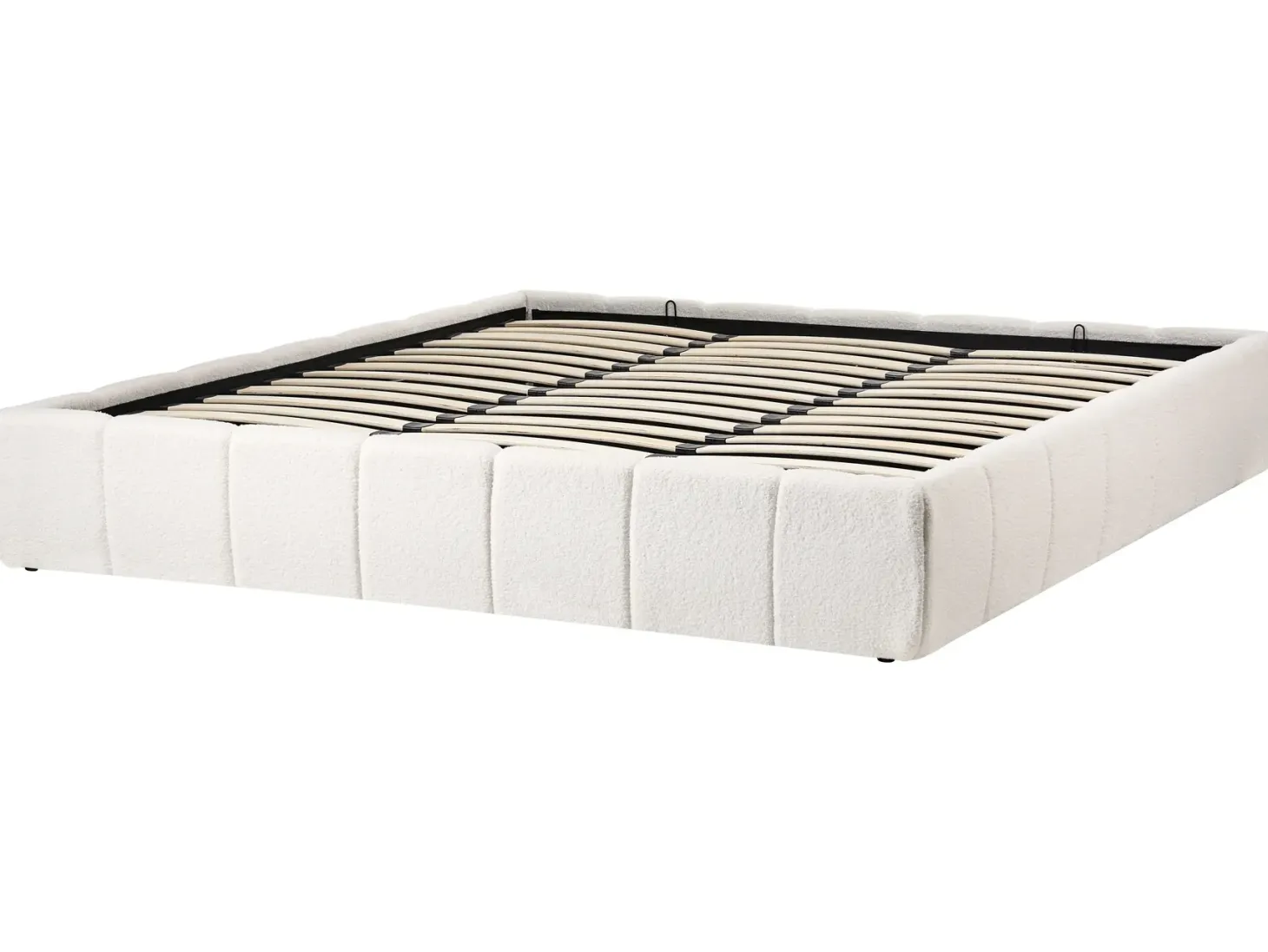 Seng med opbevaring uden gavl GENAS Boucle Cremehvid 180 x 200 cm