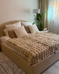 Seng med opbevaring VAUCLUSE Boucle Beige 180 x 200 cm