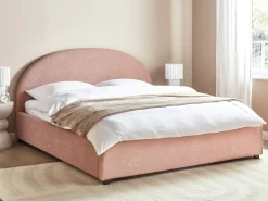 Seng med opbevaring VAUCLUSE Boucle Pastellrosa 180 x 200 cm