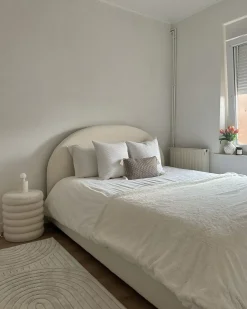Seng med opbevaring VAUCLUSE Boucle Cremehvid 160 x 200 cm