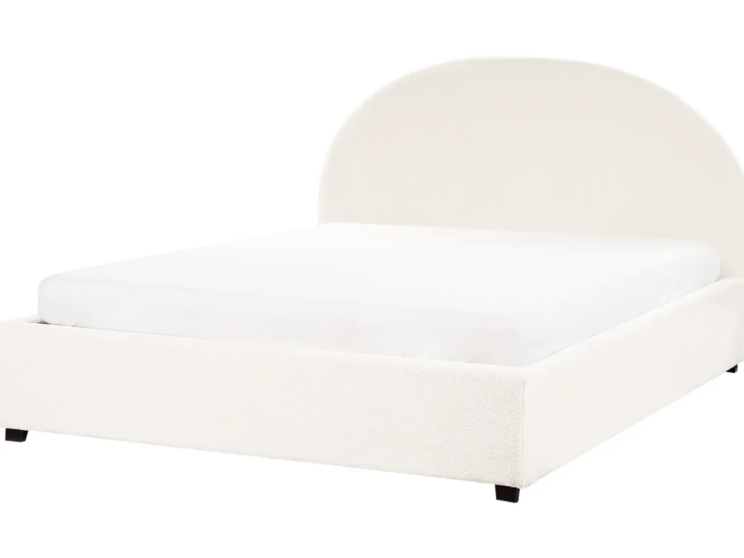 Seng med opbevaring VAUCLUSE Boucle Cremehvid 160 x 200 cm