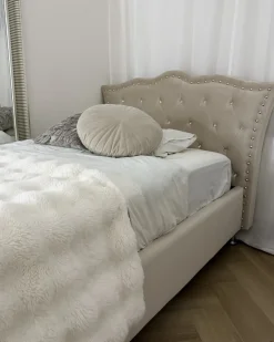 Seng med opbevaring Velour METZ 90 x 200 cm Beige