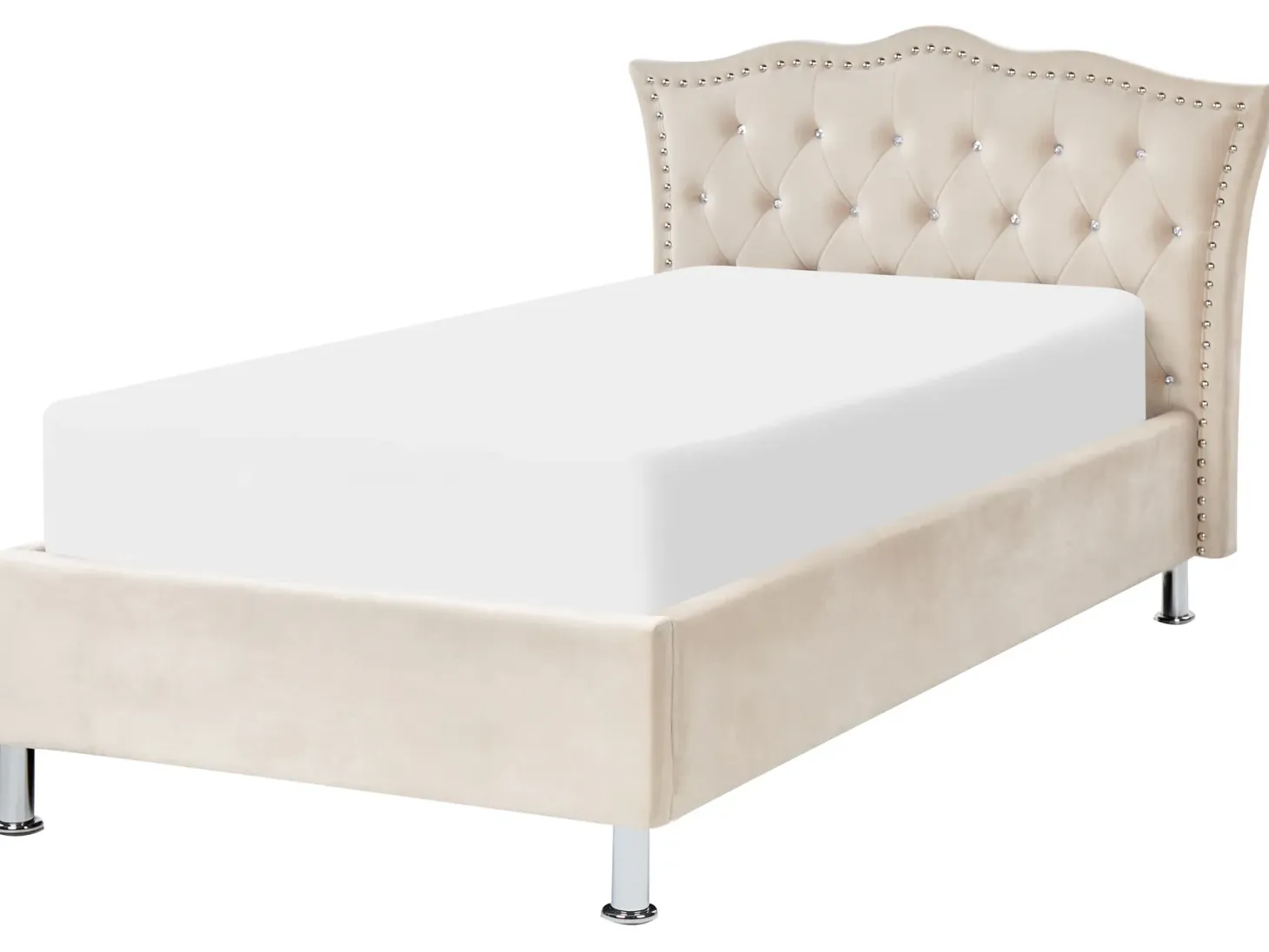 Seng med opbevaring Velour METZ 90 x 200 cm Beige
