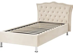Seng med opbevaring Velour METZ 90 x 200 cm Beige