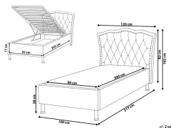 Seng med opbevaring Velour METZ 90 x 200 cm Grå