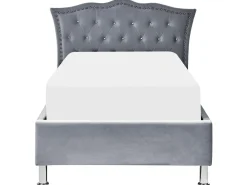 Seng med opbevaring Velour METZ 90 x 200 cm Grå