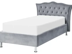 Seng med opbevaring Velour METZ 90 x 200 cm Grå