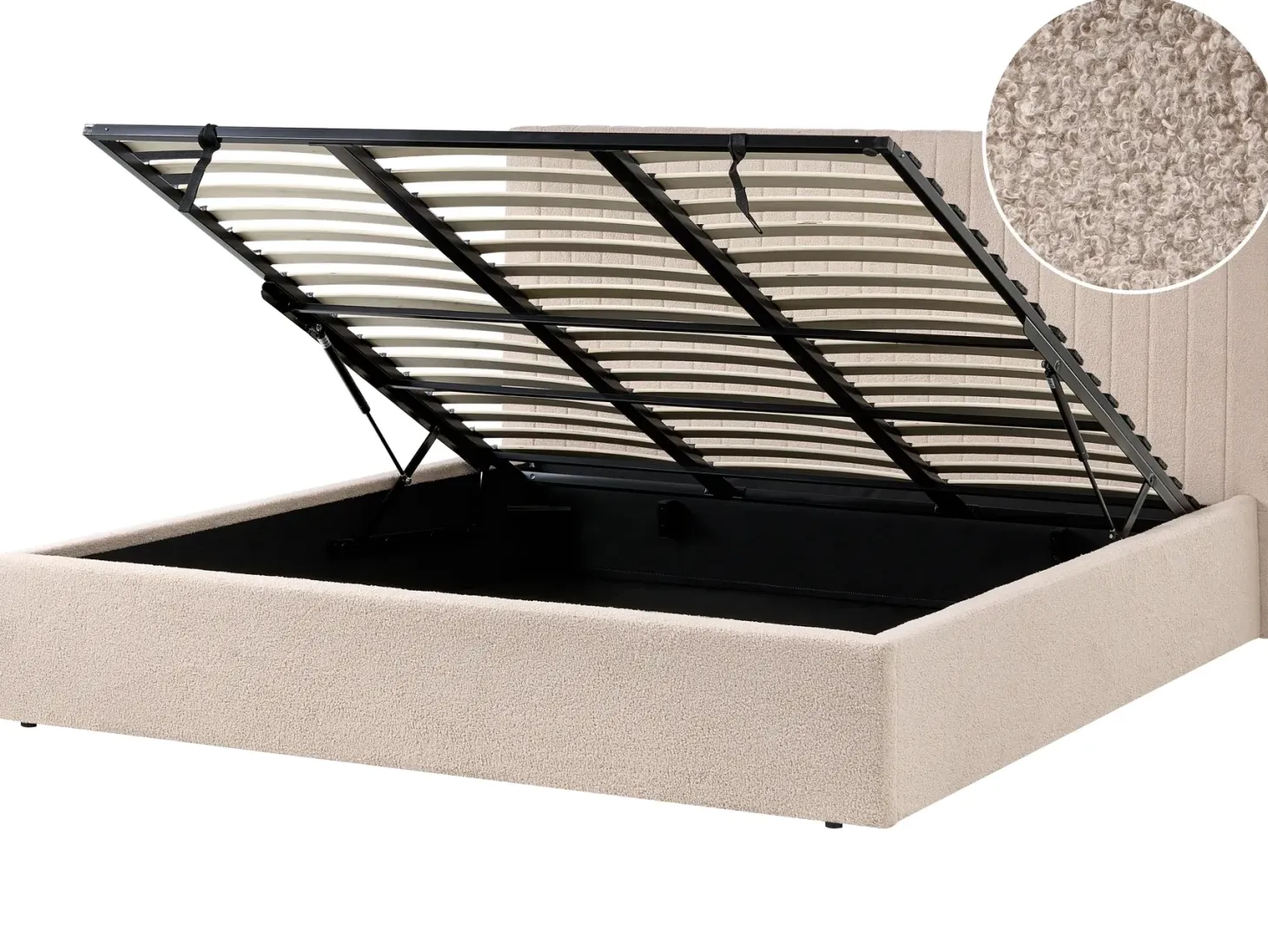 Seng med opbevaring VION Boucle Beige 180 x 200 cm
