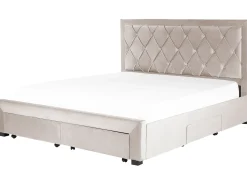Seng med skuffer til opbevaring LIEVIN Velour Beige 180 x 200 cm