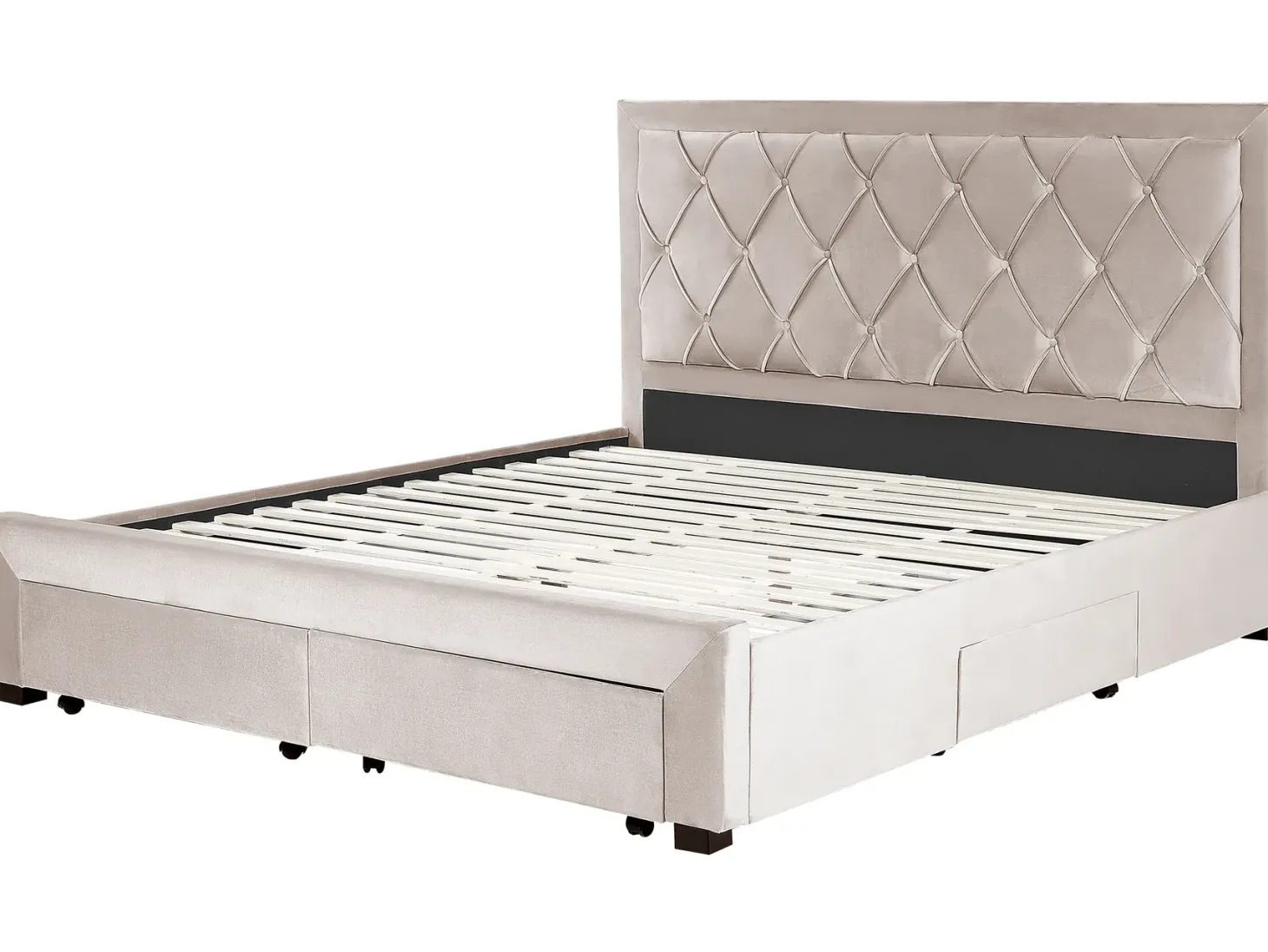 Seng med skuffer til opbevaring LIEVIN Velour Beige 180 x 200 cm