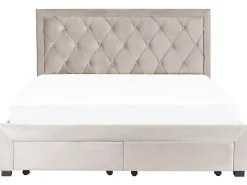 Seng med skuffer til opbevaring LIEVIN Velour Beige 180 x 200 cm
