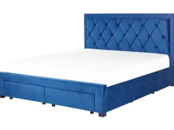 Seng med skuffer til opbevaring LIEVIN Velour Navy Blå 180 x 200 cm