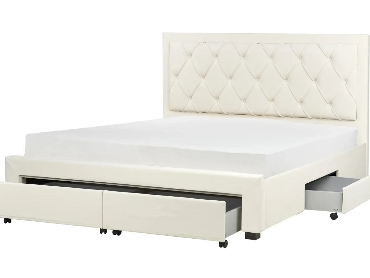 Seng med skuffer til opbevaring LIEVIN Velour Lys Beige 180 x 200 cm