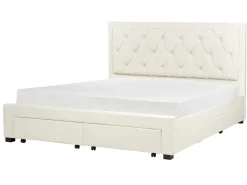 Seng med skuffer til opbevaring LIEVIN Velour Lys Beige 180 x 200 cm