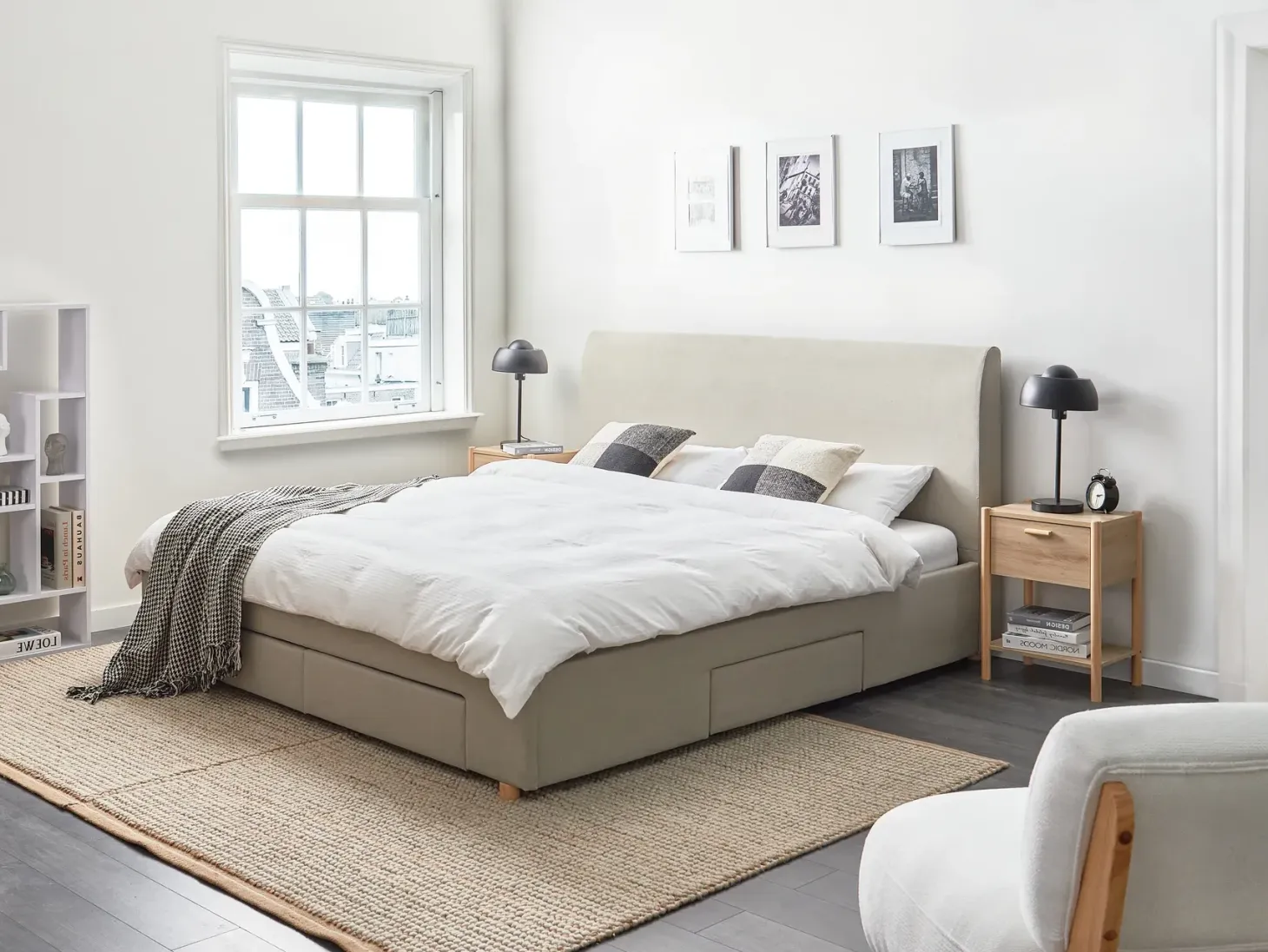 Seng med skuffer til opbevaring SOUTRIN Beige 180 x 200 cm