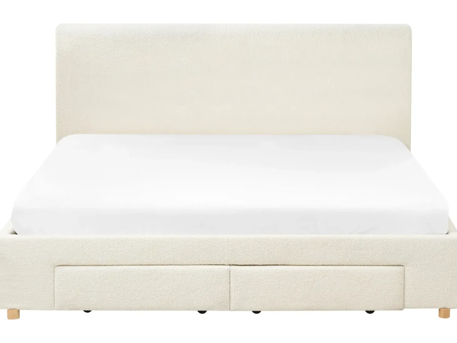 Seng med skuffer til opbevaring SOUTRIN Boucle Cremehvid 180 x 200 cm