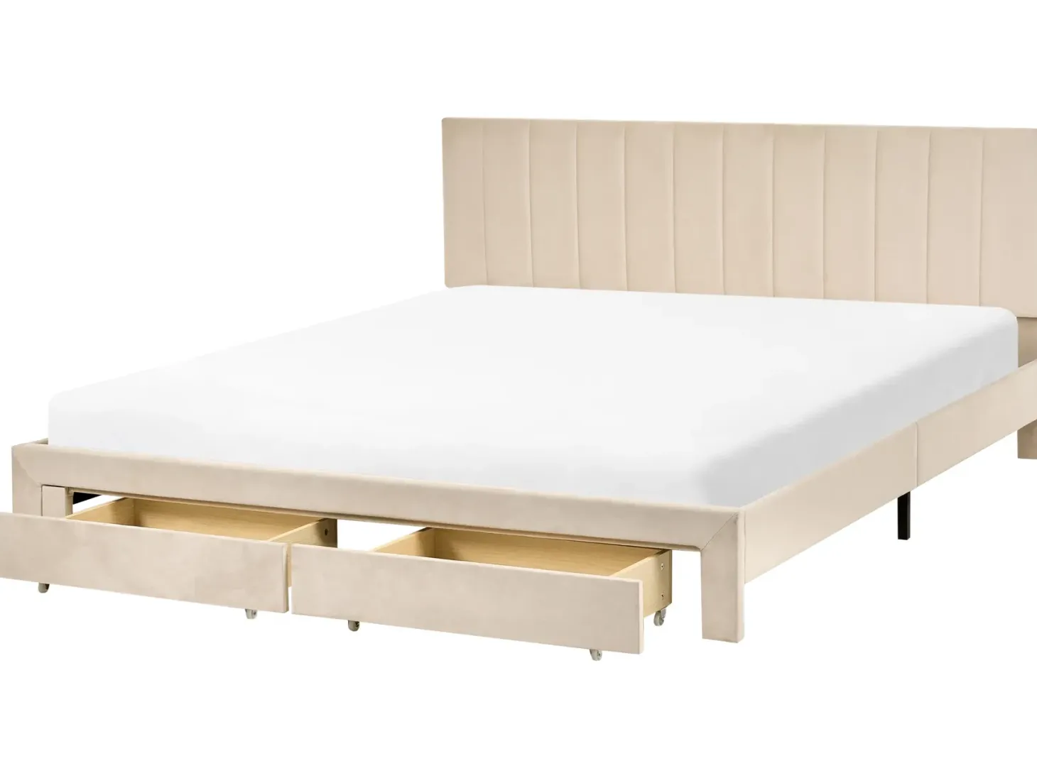 Seng med skuffer til opbevaring LONZAC Velour Beige 180 x 200 cm