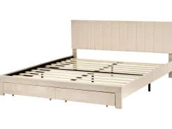Seng med skuffer til opbevaring LONZAC Velour Beige 180 x 200 cm